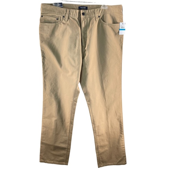 Nautica Tan Khaki Straight Fit Spinnaker Pant 100% Cotton in Size 36W x 32L NWT - Picture 4 of 13
